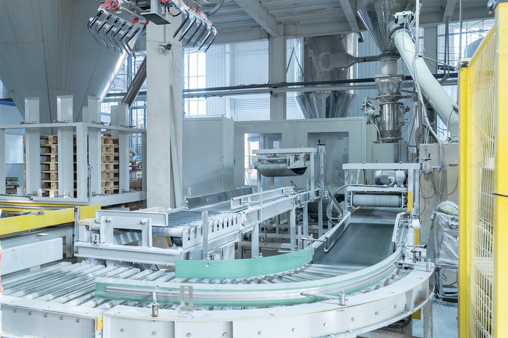 Factory floor showing multiple production lines in operation