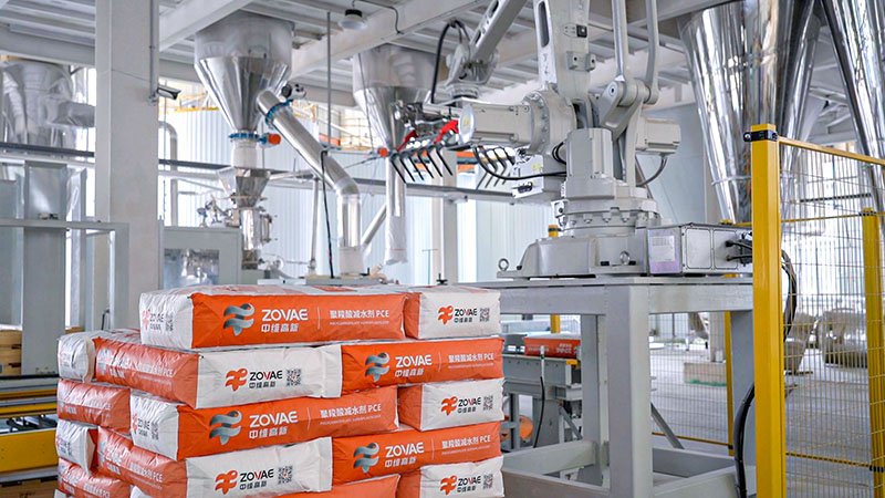 Close-up of engineered additives being packaged and quality-checked