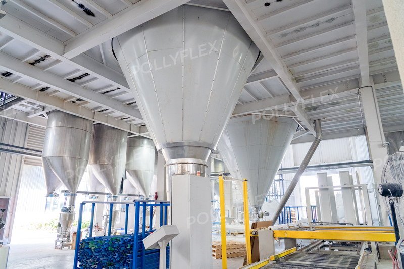 Two 20-meter production towers with spray drying systems